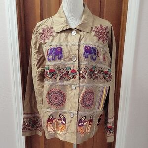 Chico's Vintage Silk Embroidered Jacket